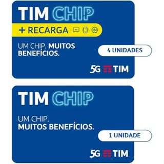 Tim Chip Kit 5 Unidades: 1 Sem Recarga E 4 Com Recarga em Oferta na Shopee