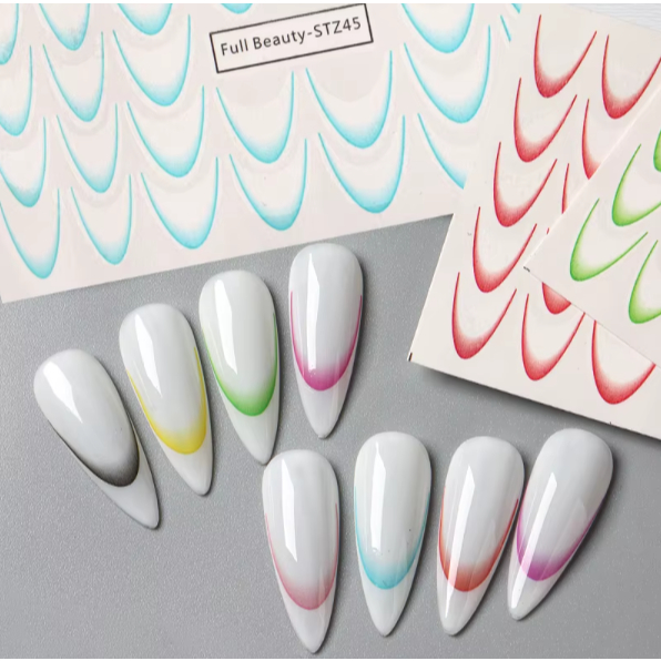 KIT 5 Adesivos Para Francesa Reserva Adesivo De Unha Francesinha Reversa Nail