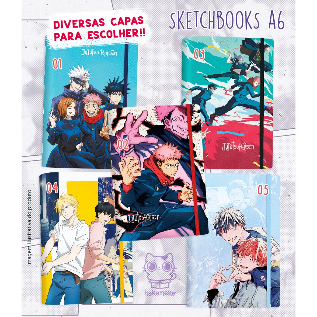 Sketchbook Pocket A6 Brochura | Escolha sua Capa de Anime | Sem Pauta para Desenho em Oferta na Shopee