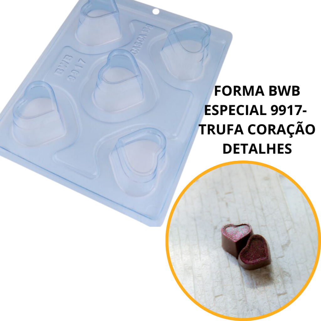 1~4 Forma BWB Com Silicone(3 partes)-Trufa Pequena Coração Detalhes70g. Para Festas Trufas, Bombons (CHOCO) em Oferta na Shopee