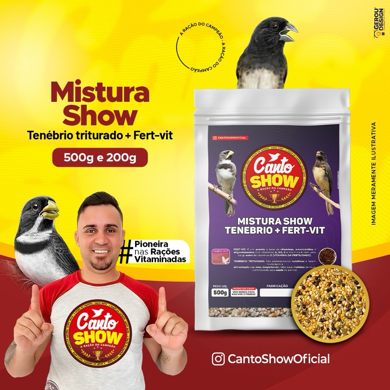 mistura de sementes Canto show - Mistura show 500g coleiro e papa capim