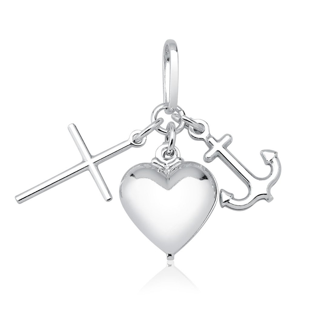 Pingente de Prata 925 Âncora Coração e Cruz em Oferta na Shopee