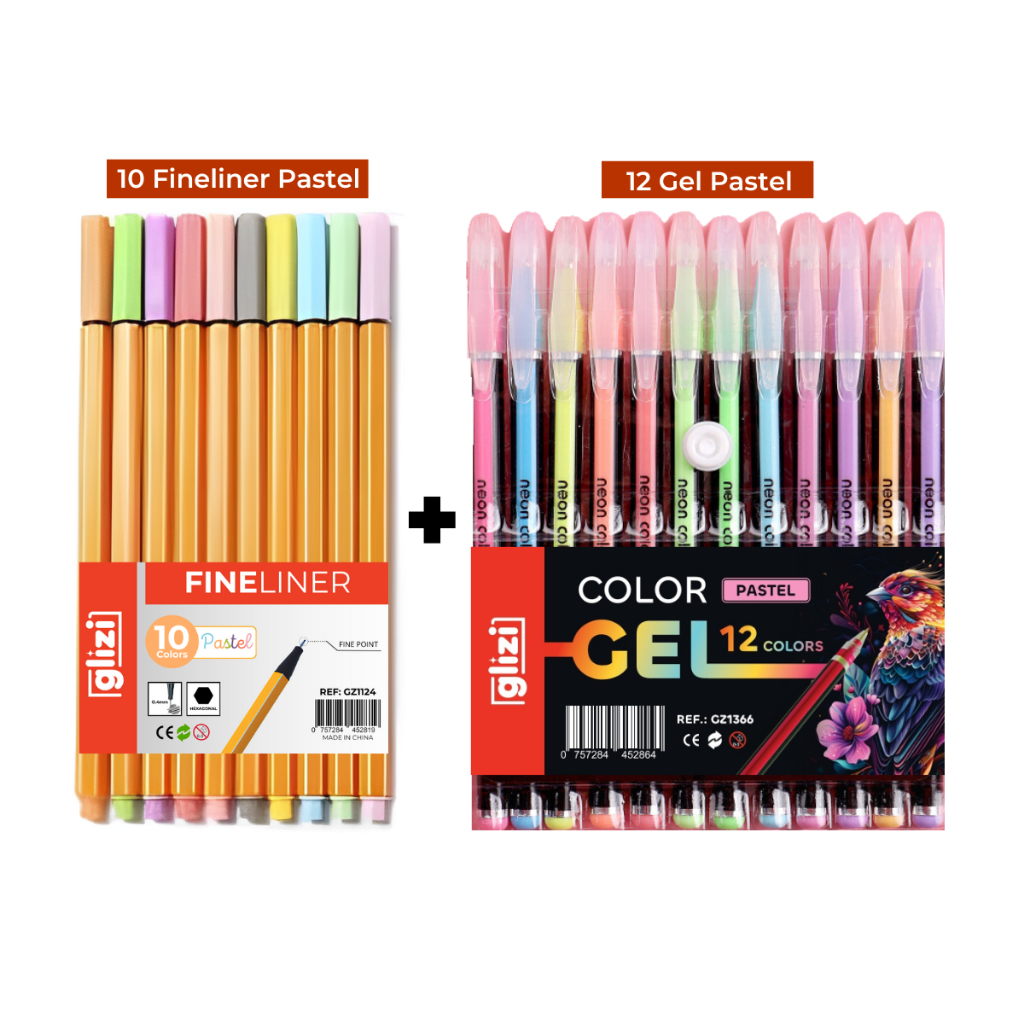 Kit Canetas Fineliner 10 Cores Tons Pastel + Canetas Gel 12 Cores Tons Pastel ou Neon Highlighter em Oferta na Shopee