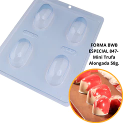 1~4 Forma BWB Com Silicone(3 partes)Cód.847-Mini Trufa Alongada 58g.Para Festas Trufas e Bombons.