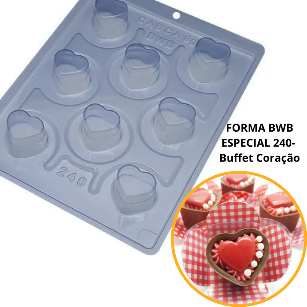 1~4 Kit forma bwb com silicone (3 partes) cod 240 - Buffet Coração//