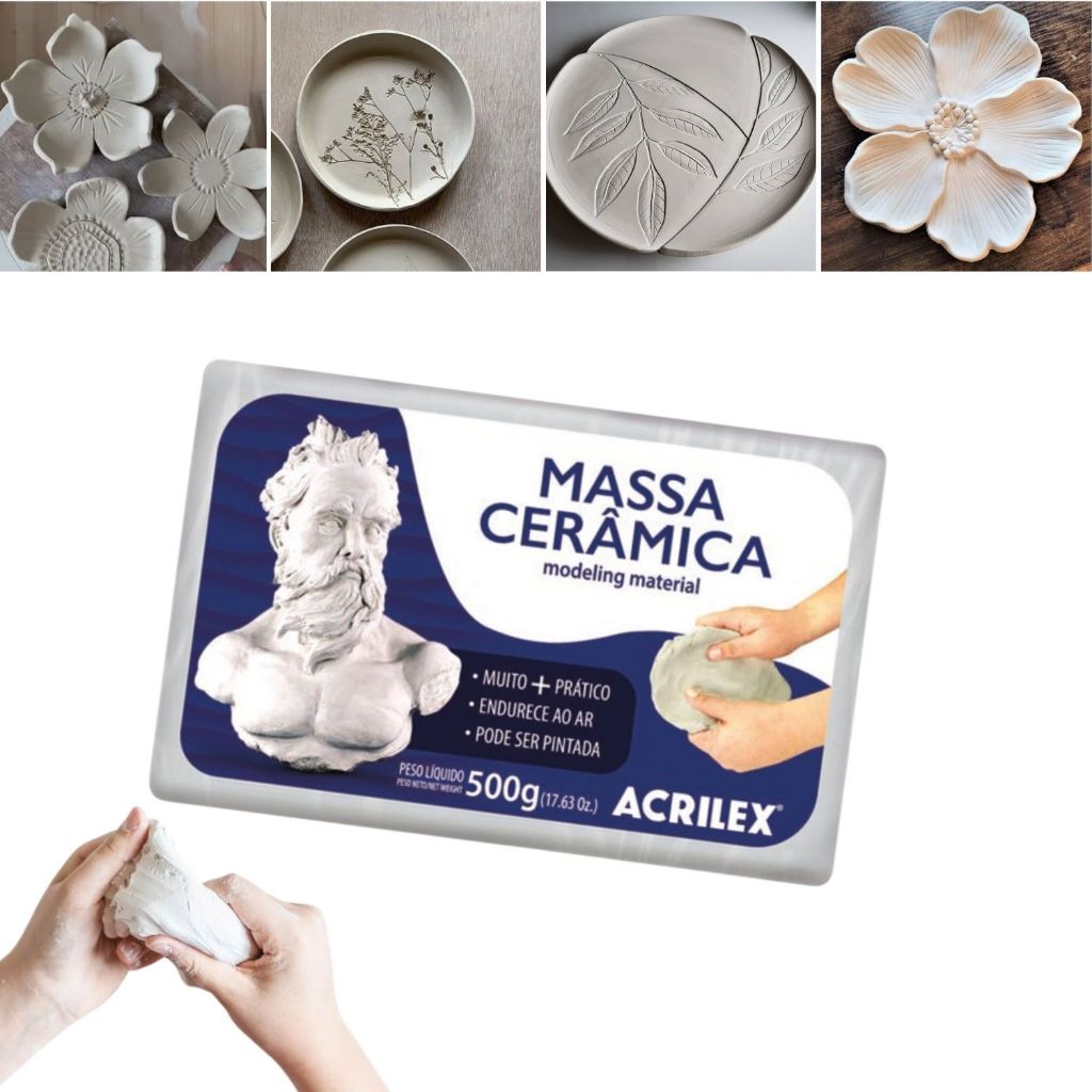 Massa Cerâmica Fria de Modelar Cor Branca 1KG Para Esculturas Artesanato Seca ao Ar em Oferta na Shopee