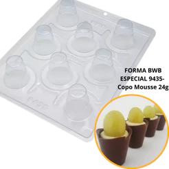 1~4 FORMA BWB COM SILICONE (3 PARTES) CÓD.:9435 - COPO MOUSSE 4 24g. PARA CHOCOLATE, BOMBOM E CONFEITARIA (CHOCO)