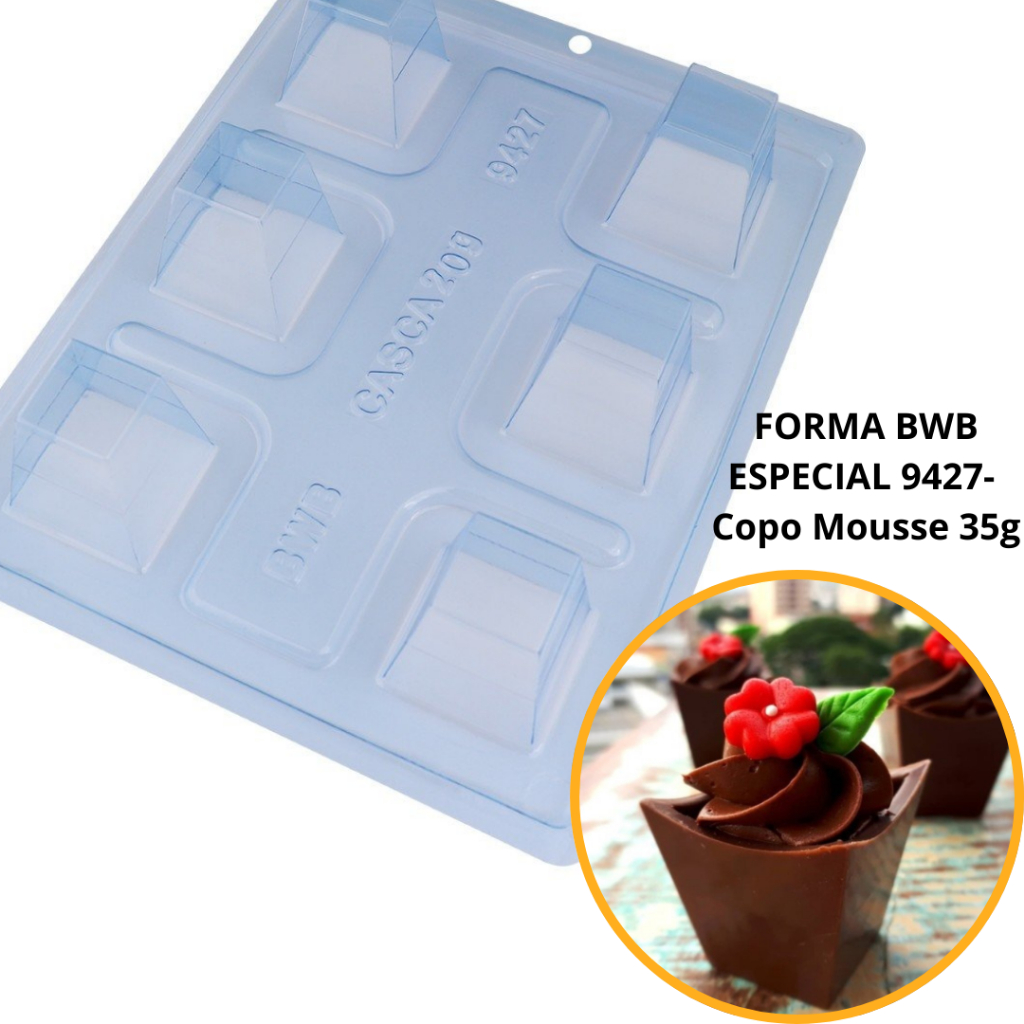 1~4 FORMA BWB COM SILICONE (3 PARTES) PARA CHOCOLATE COD 35G 9427 - COPO MOUSSE 3  35G em Oferta na Shopee