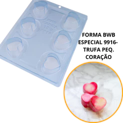 1~4 Forma BWB Com Silicone (3 partes) - Trufa Pequena Coração 40g. Para Festas Trufas, Bombons