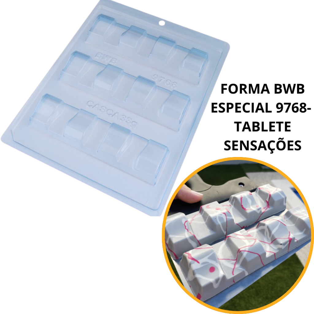 1~4 Forma BWB Com Silicone(3partes) Chocolate Cód.9768-Tablete Sensações105g. Barra Recheada Gourmet em Oferta na Shopee