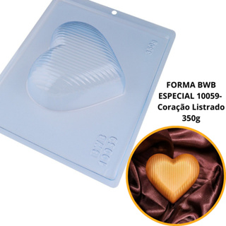 1~4 Forma bwb com silicone (3 partes) cod 10059 - Coração Listrado 350g (CHOCO) em Oferta na Shopee