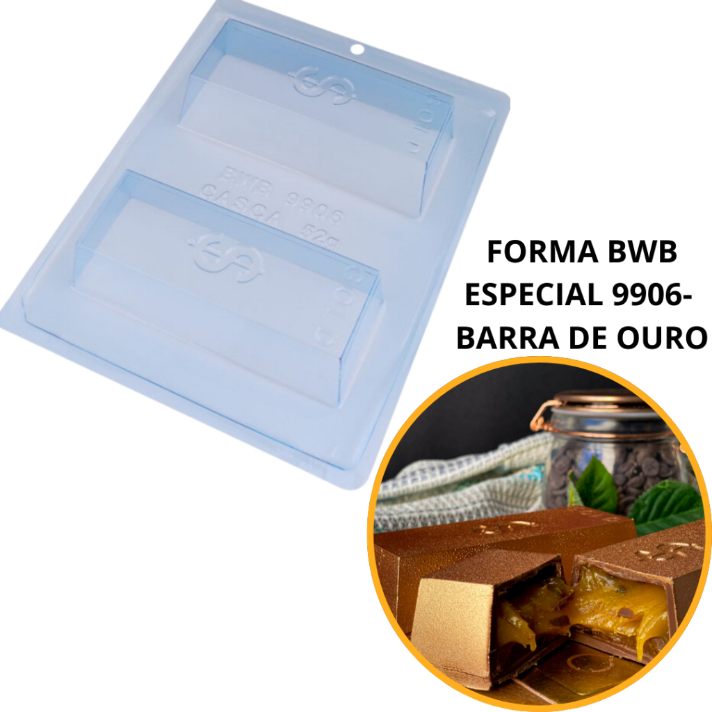 1~4 FORMAS BWB COM SILICONE (3 PARTES) CÓD.:9906 BARRA DE OURO 300g.