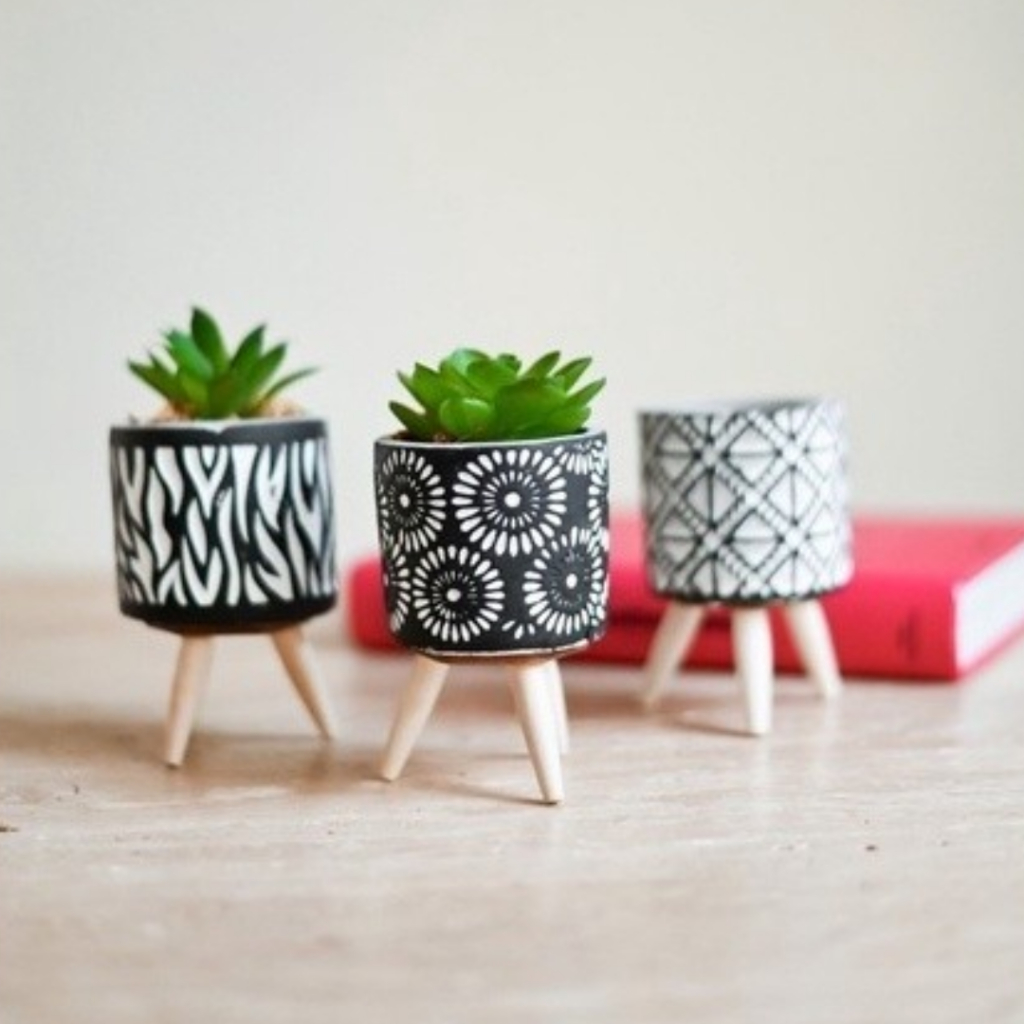 Kit 3 Cachepot Vaso Cimento Tripe Madeira em Oferta na Shopee