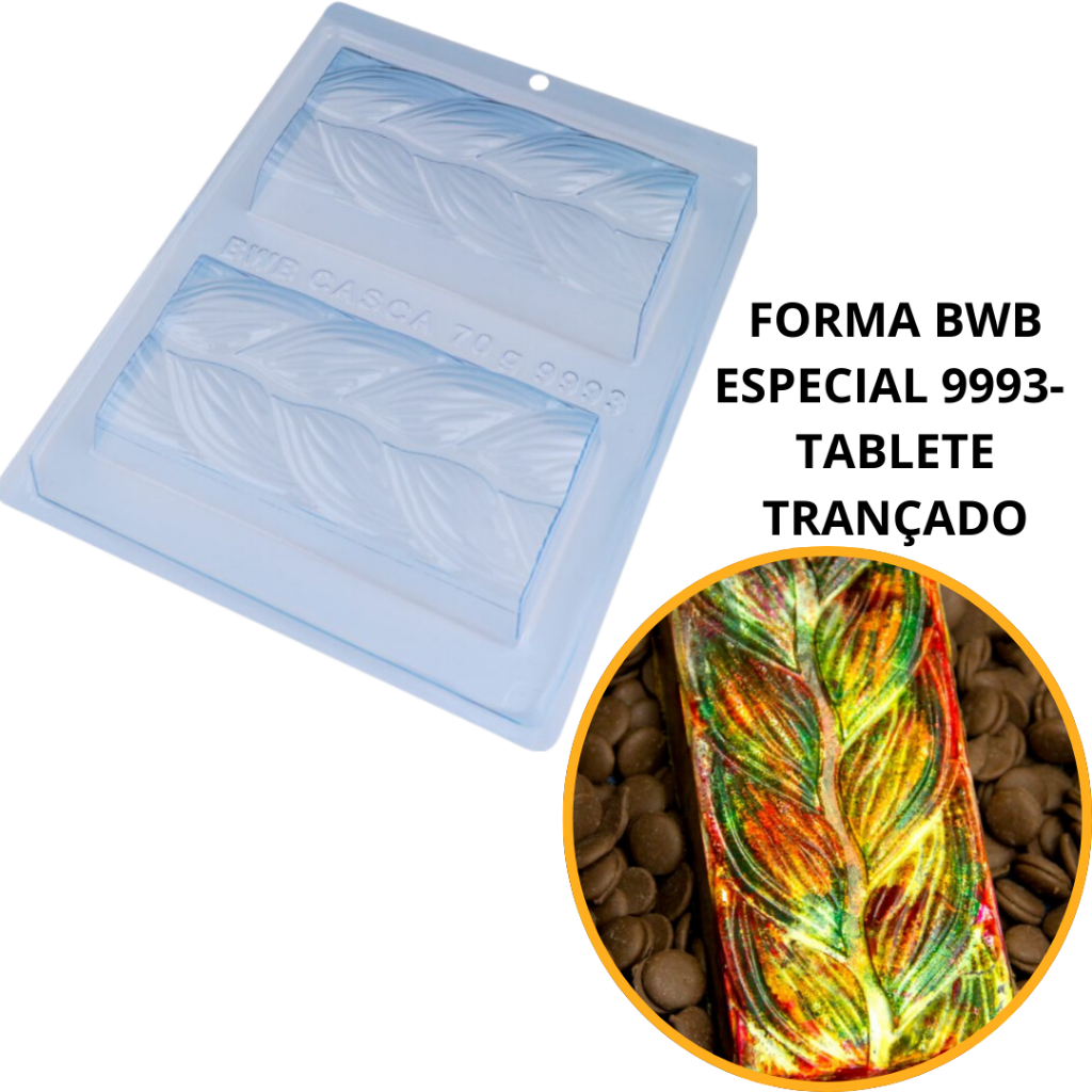 1~4 Forma BWB Com Silicone ( 3partes ) Para Chocolate Cód.9993-Tablete Trançado 250g. em Oferta na Shopee