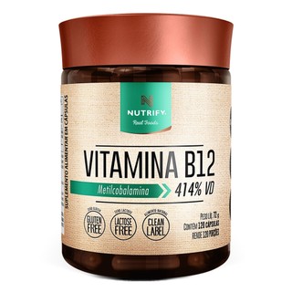 Nutrify Vitamina B12 Metilcobalamina 414% VD Suplemento Multivitamínico Melhorar o Metabolismo Energético - 120 Capsulas em Oferta na Shopee