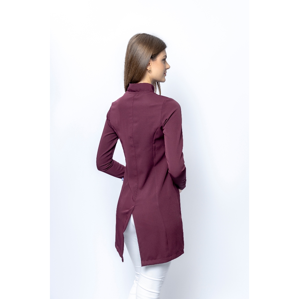 Jaleco Gola Padre Gabardine Com Elastano Zíper Feminino