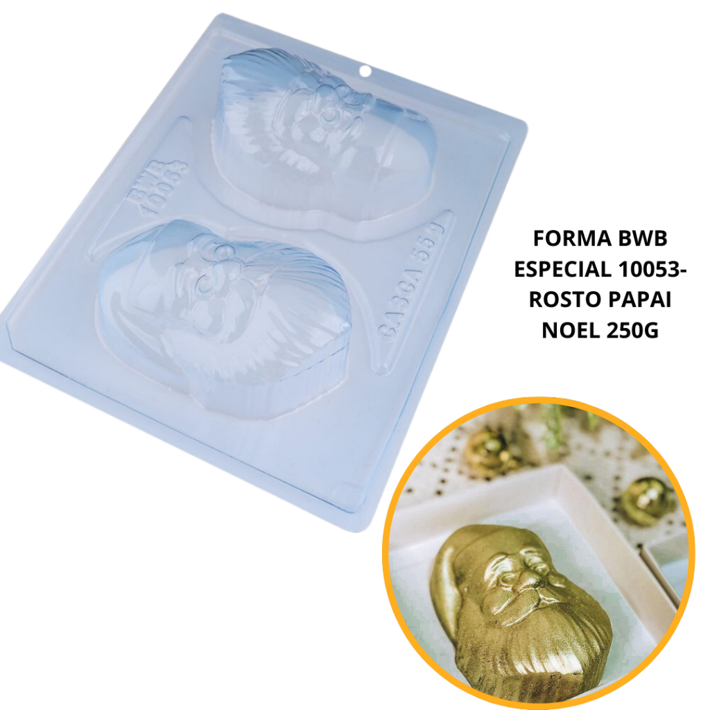 1~4 Forma BWB Com Silicone(3 partes)Para Chocolate Cód.10053-Rosto do Papai Noel 250g. (CHOCO) em Oferta na Shopee