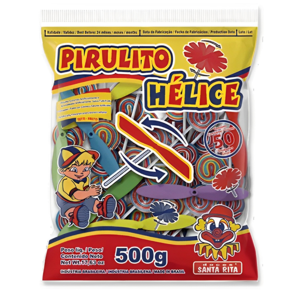 Pirulito Com Hélice Colorido Brinquedo 500g Tutti Frutti Santa Rita