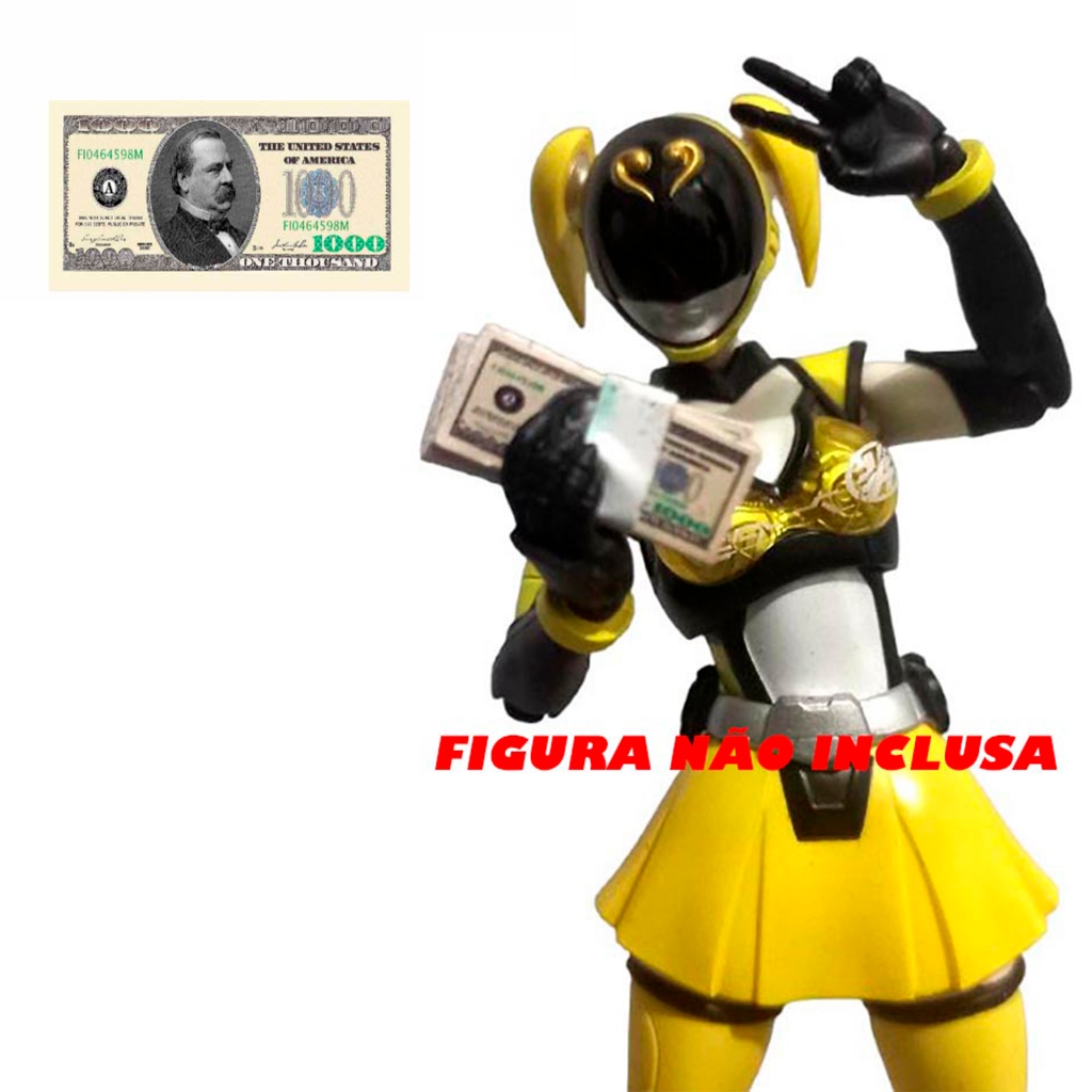 Acessório Miniature Money 1000 U$D pack com 10 notas escala 1/12 Compatível Shfiguarts Figma DC Direct Marvel Legends