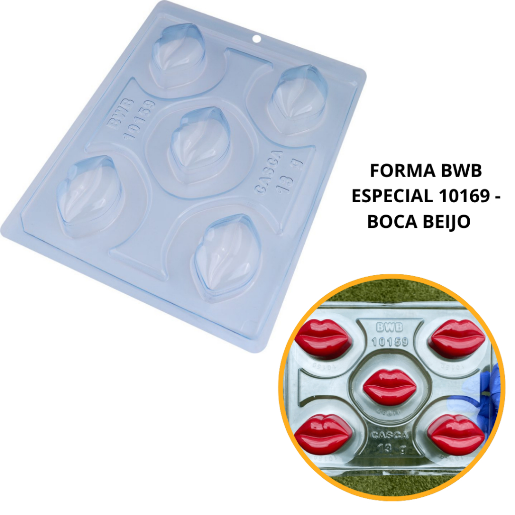 1~4 Forma BWB Com Silicone (3 partes)Cód.10159 - Bombom Boca 40g. Para Festas Trufas e Bombons. - Home & Living
