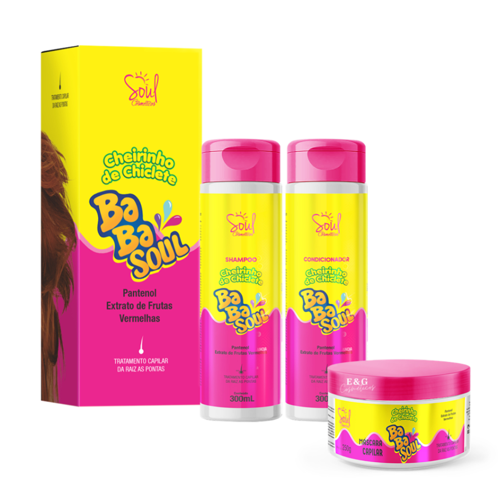 Kit Capilar Profissional Shampoo+Condicionador + Máscara Capilar Babasoul Cheirinho de Chiclete Soul em Oferta na Shopee