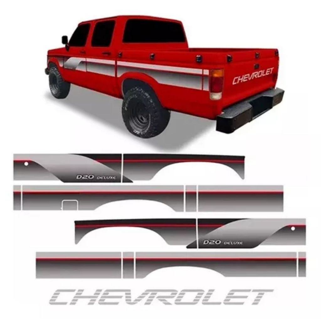 Adesivo Faixa Lateral Chevrolet D20 1996 - Cabine Dupla