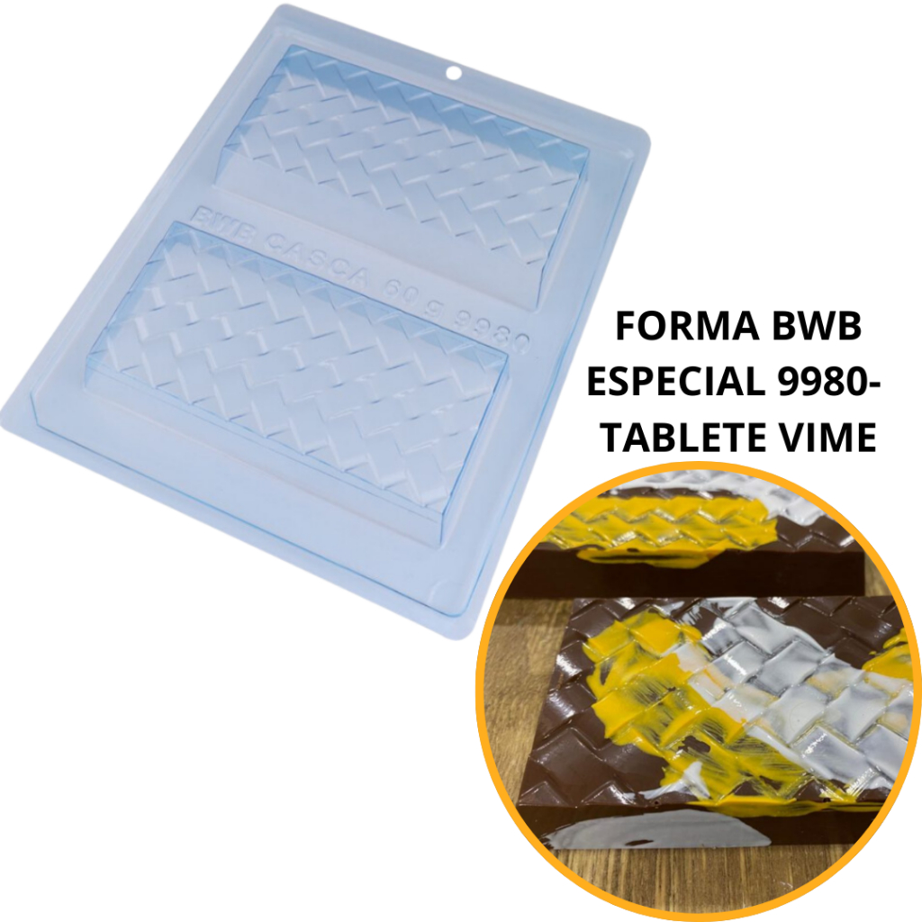 1~4 Forma BWB Com Silicone (3 partes) Para Chocolate Cód. 9980 - Tablete Vime 250g. Barra Recheada (CHOCO) em Oferta na Shopee
