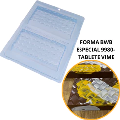 1~4 Forma BWB Com Silicone (3 partes) Para Chocolate Cód. 9980 - Tablete Vime 250g. Barra Recheada (CHOCO)