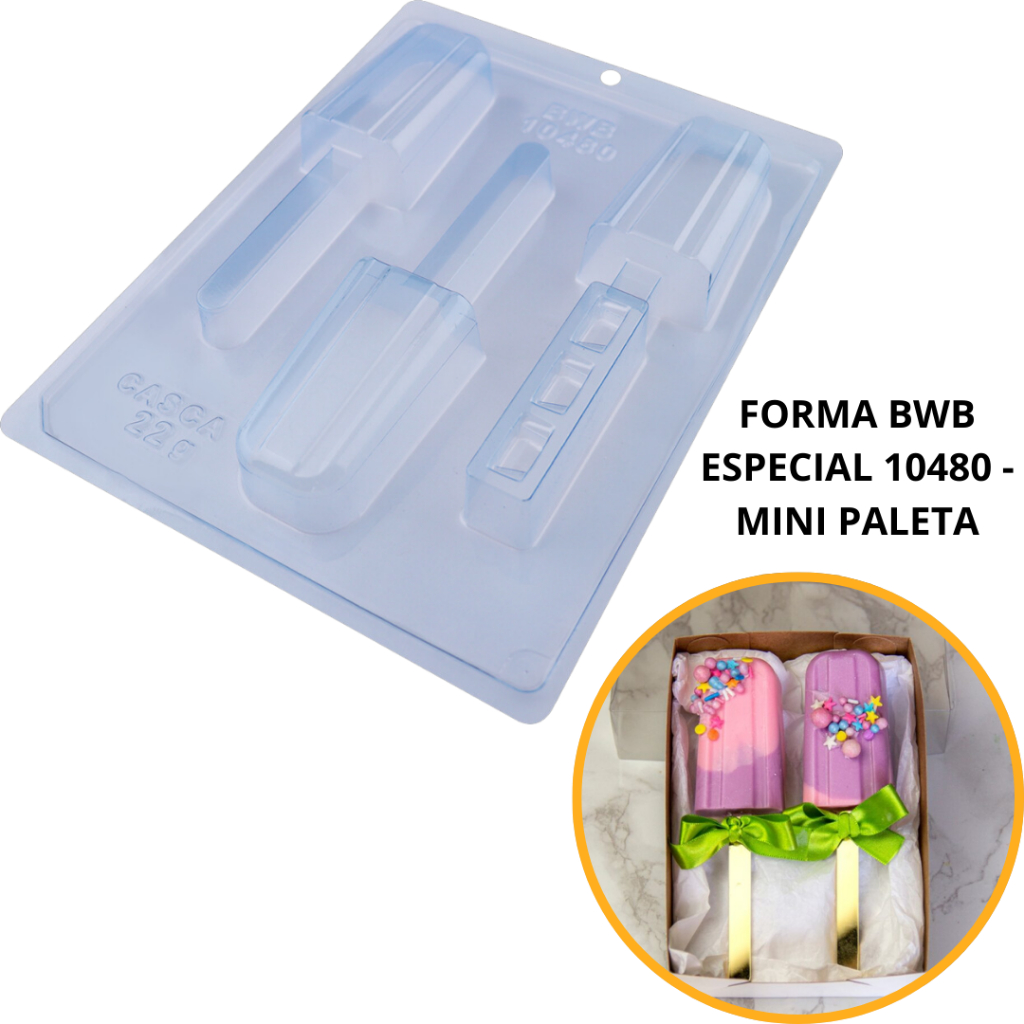 Forma bwb MINI PALETA 65g especial com silicone 3 partes para chocolate Cód. 10480 (CHOCO) em Oferta na Shopee