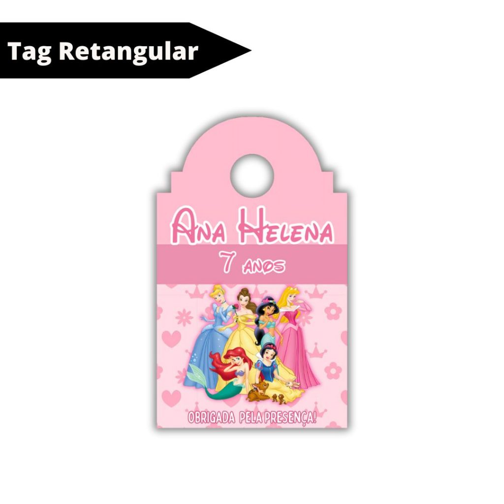 Tag de Agradecimento Princesas Disney Personalizada - Lembrancinha de Festa - Aniversário