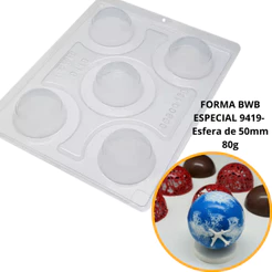 1~4 Forma para chocolate bwb com silicone (3 partes) 9419 - Esfera de 50mm 80g (Conjunto) (CHOCO)