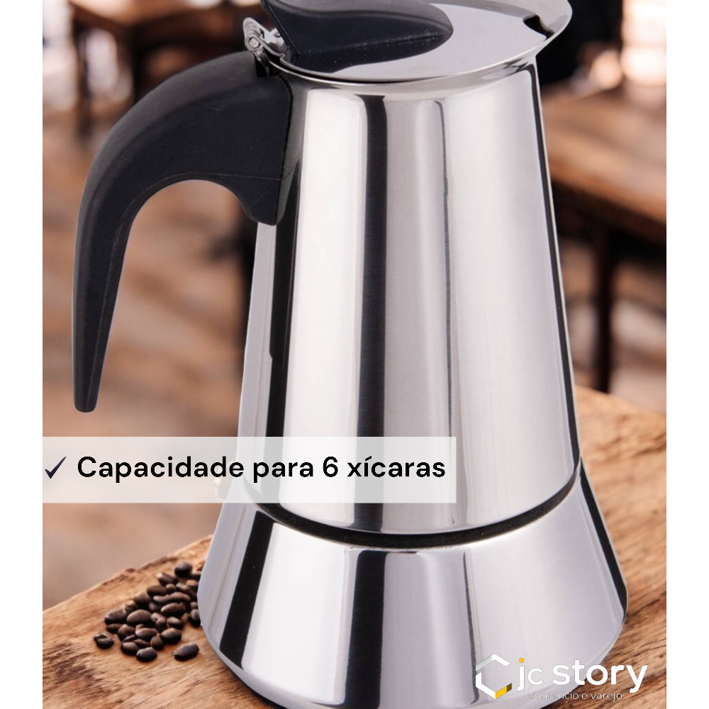 Caféteira Italiana Inox Premium para 6 xicaras - jarra passar café coffe