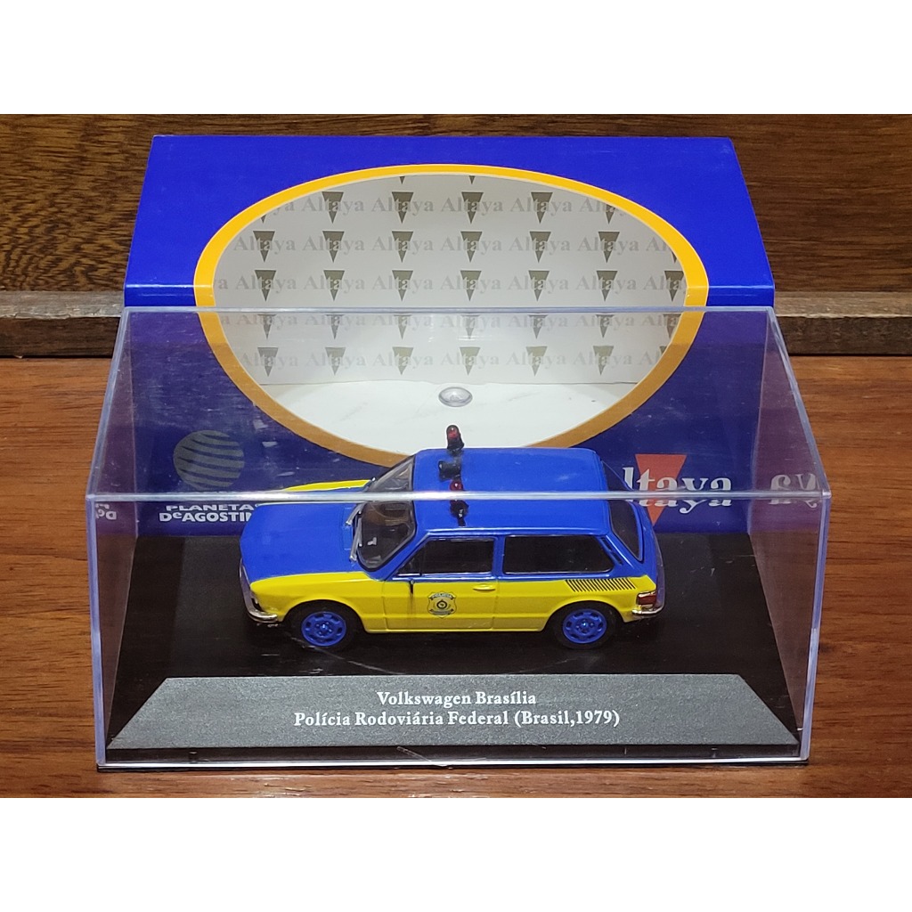 VW Volkswagen Brasília Polícia Rodoviária Federal Brasil 1979 - Exclusivo Assinante - Carrinho Coleção Miniatura 1/43