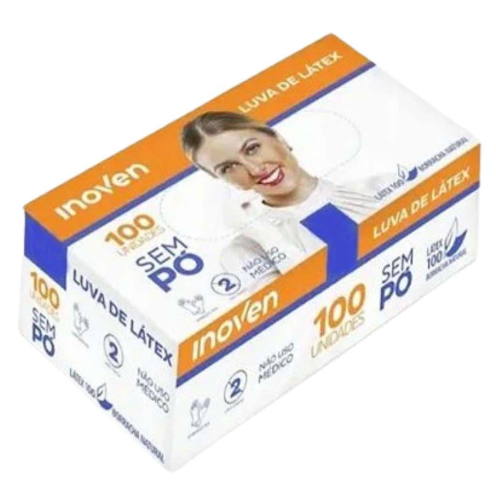 Luva Látex Sem Pó Descartável PP P M G 100 Unidades