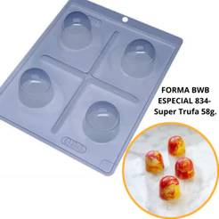 1~4 Forma BWB Com Silicone (3 partes) Cód. 834 - Super Trufa 58g. Para Festas Trufas, Bombons. (CHOCO)