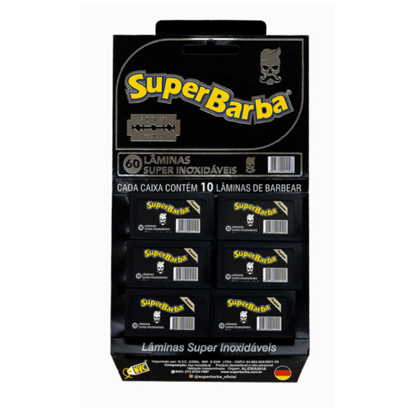 Lamina de Barbear Premium Black Cartela com 60 Uni Super Inoxidáveis