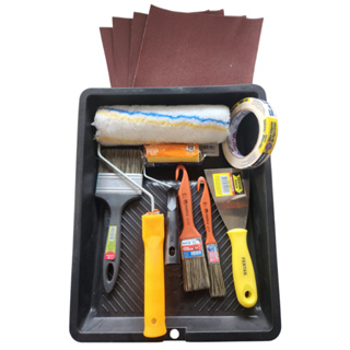 Kit Pintura de Parede Itens Rolo Pincel Lixa Bandeja Espátula e Fita+ Opções em Oferta na Shopee