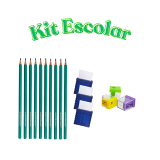Kit Escolar C/10 Lápis HB + 03 Borrachas Cinta + 03 Apontadores Mini MP1207 - Masterprint em Oferta na Shopee