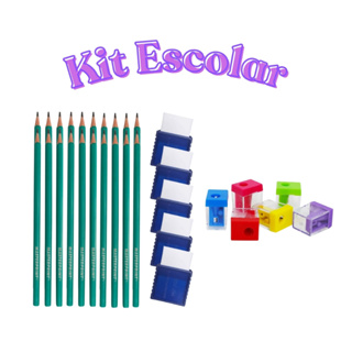 Kit Escolar C/20 Lápis HB + 05 Borrachas Cinta + 06 Apontadores Mini MP1207 (Cores Sortidas) - Masterprint em Oferta na Shopee