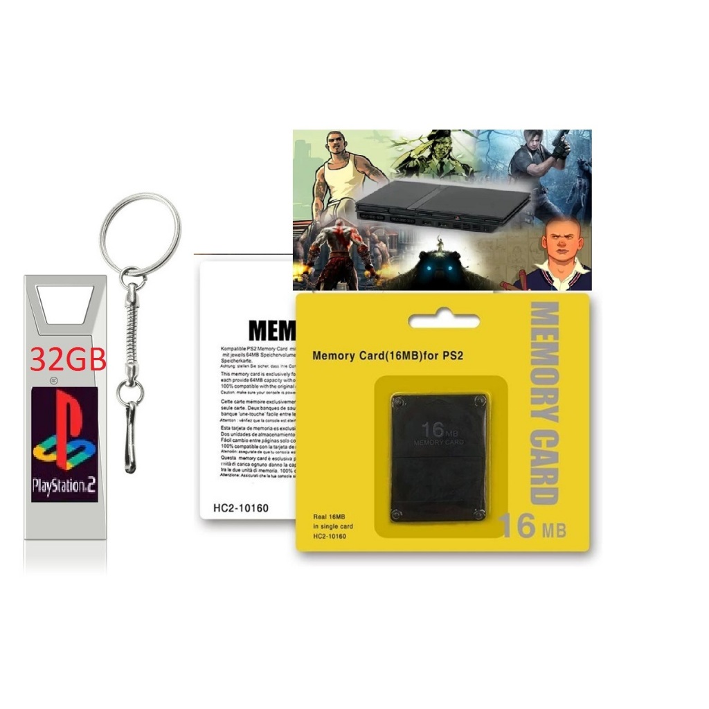 memory card 16mb com opl/pen drive 32gb com jogos Ps2