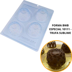 1~4 Forma BWB Com Silicone(3 partes) Chocolate Cód.10111-Trufa Sublime90g.Para Festas Trufas,Bombons (CHOCO)