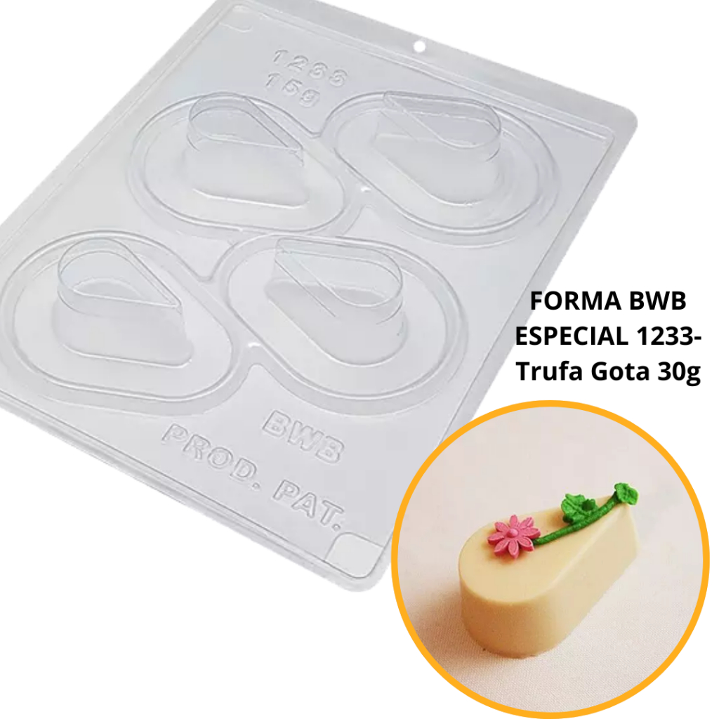 1~4 Forma BWB Com Silicone (3 partes) Cód. 1233 - Trufa Gota 30g. Para Festas Trufas, Bombons, Alfajor//