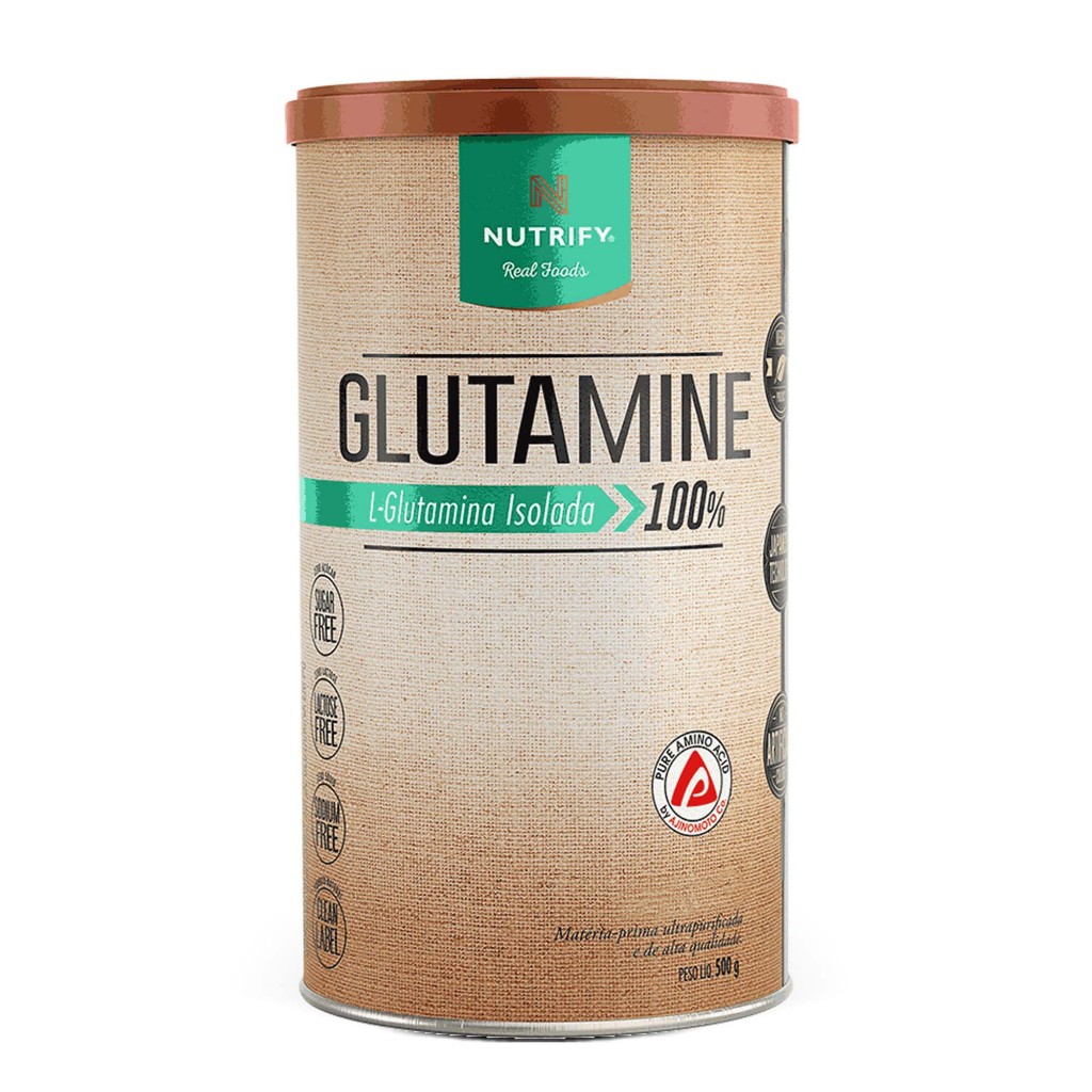 Nutrify Glutamine L-Glutamina Isolada 100% Suplemento Alimentar para Suporte Energético - Lata 500g em Oferta na Shopee