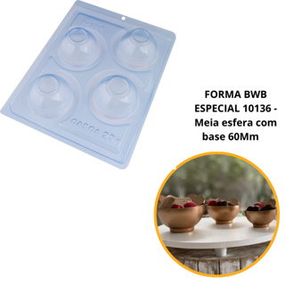 1~4 Forma bwb com silicone (3 partes) 10136 - Meia Esfera com Base 60 mm 75 gramas em Oferta na Shopee