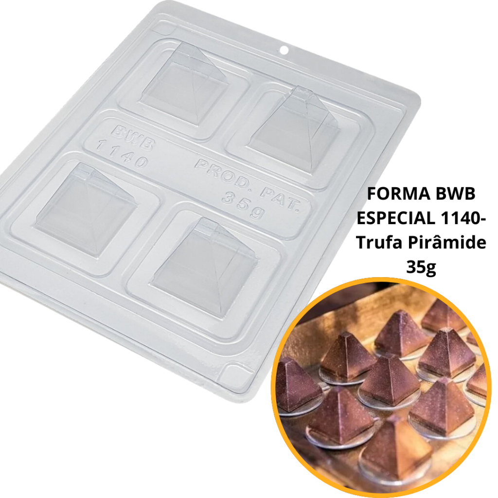 1~4 Forma BWB Com Silicone (3 partes) P Choco Cód. 1140 - Trufa Pirâmide 35g.  Trufas, Bombons, Alfajor (CHOCO) em Oferta na Shopee