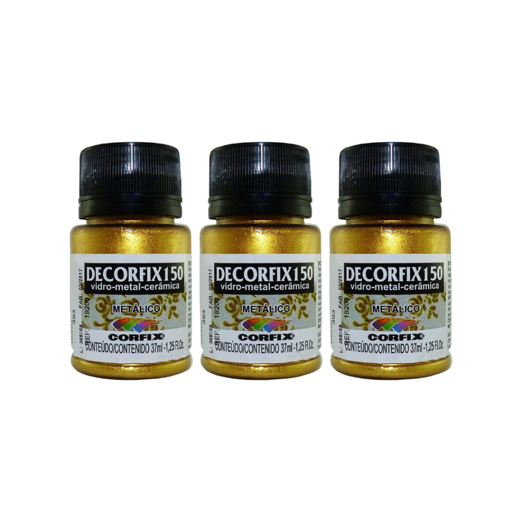 Kit 3x Tinta Decorfix 150 Metálica Corfix - Ouro
