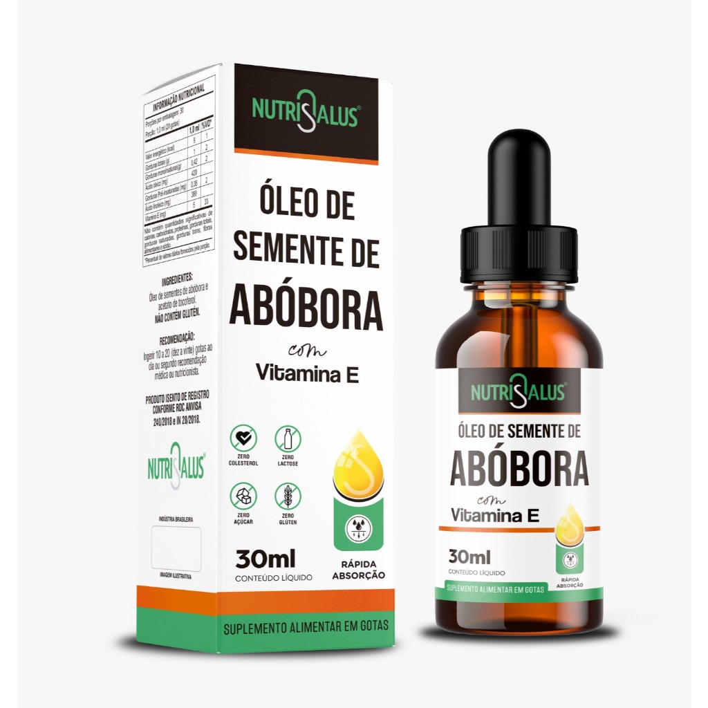 Óleo de Semente de Abóbora e Vitamina E - 30 mL - Nutri Salus