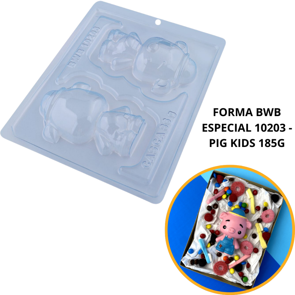 Forma De Acetato PIG porquinho de chocolate  3Partes BWB com Silicone, Festa Dias Das Crianças. em Oferta na Shopee