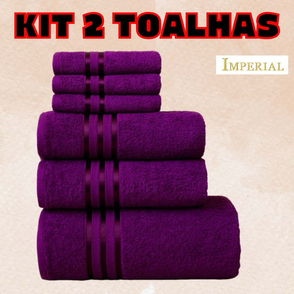 KIT 2 Toalhas - Banho e Rosto Grande Macia 100% Algodão Seca Rápido Ótima Absorção
