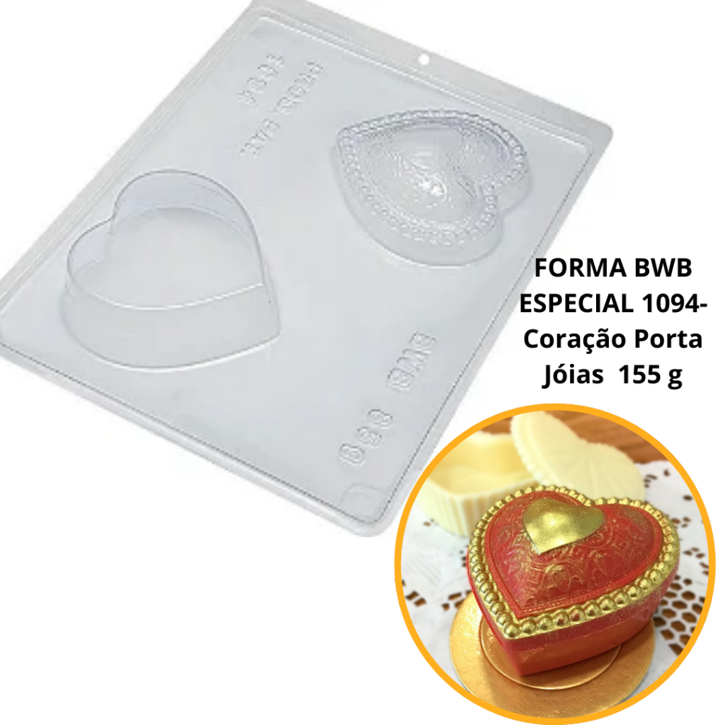1~4 Forma bwb com silicone (3 partes) cod 1094 - Coração Porta Jóias  155 g (CHOCO) em Oferta na Shopee